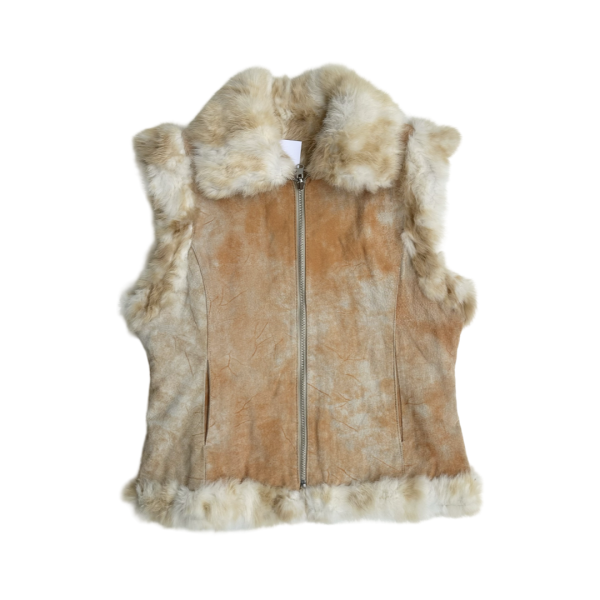 Reversible peach fur suede vest Jetzt online