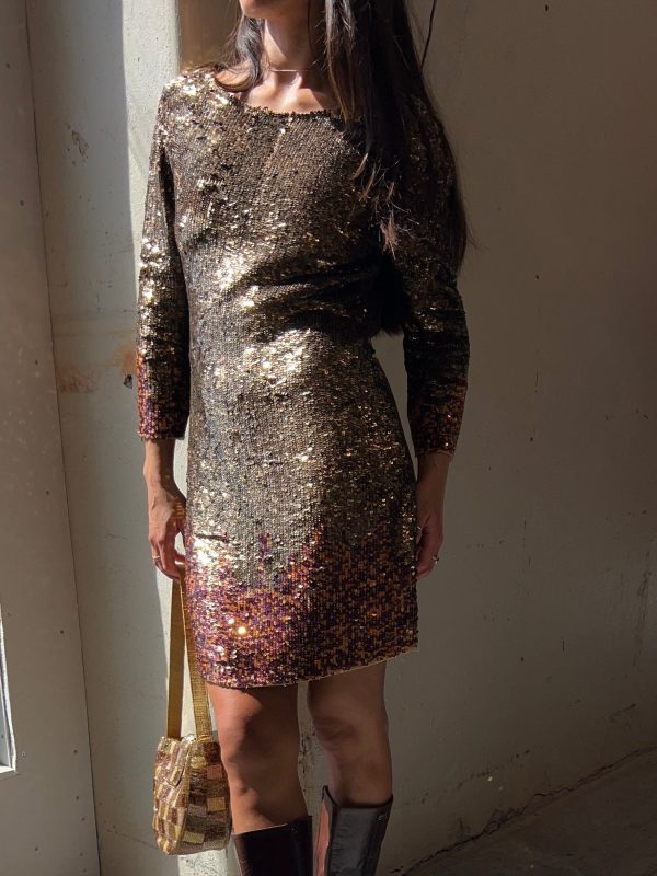 Gold Sequin Dress 1960’s Im Angebot